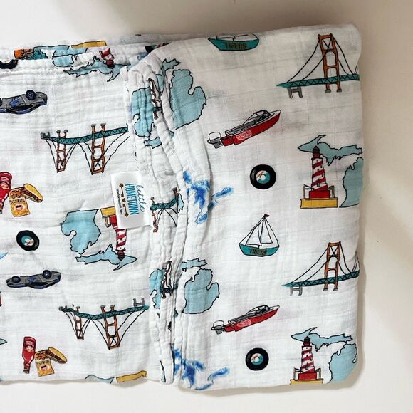 Little Hometown Michigan Baby Muslin Bamboo Swaddle Receiving Blanket Lovey - Picture 6 of 10